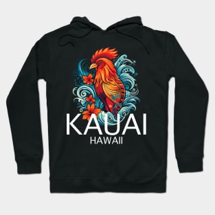 Kauai Hawaii - Rooster (with White Lettering) Hoodie